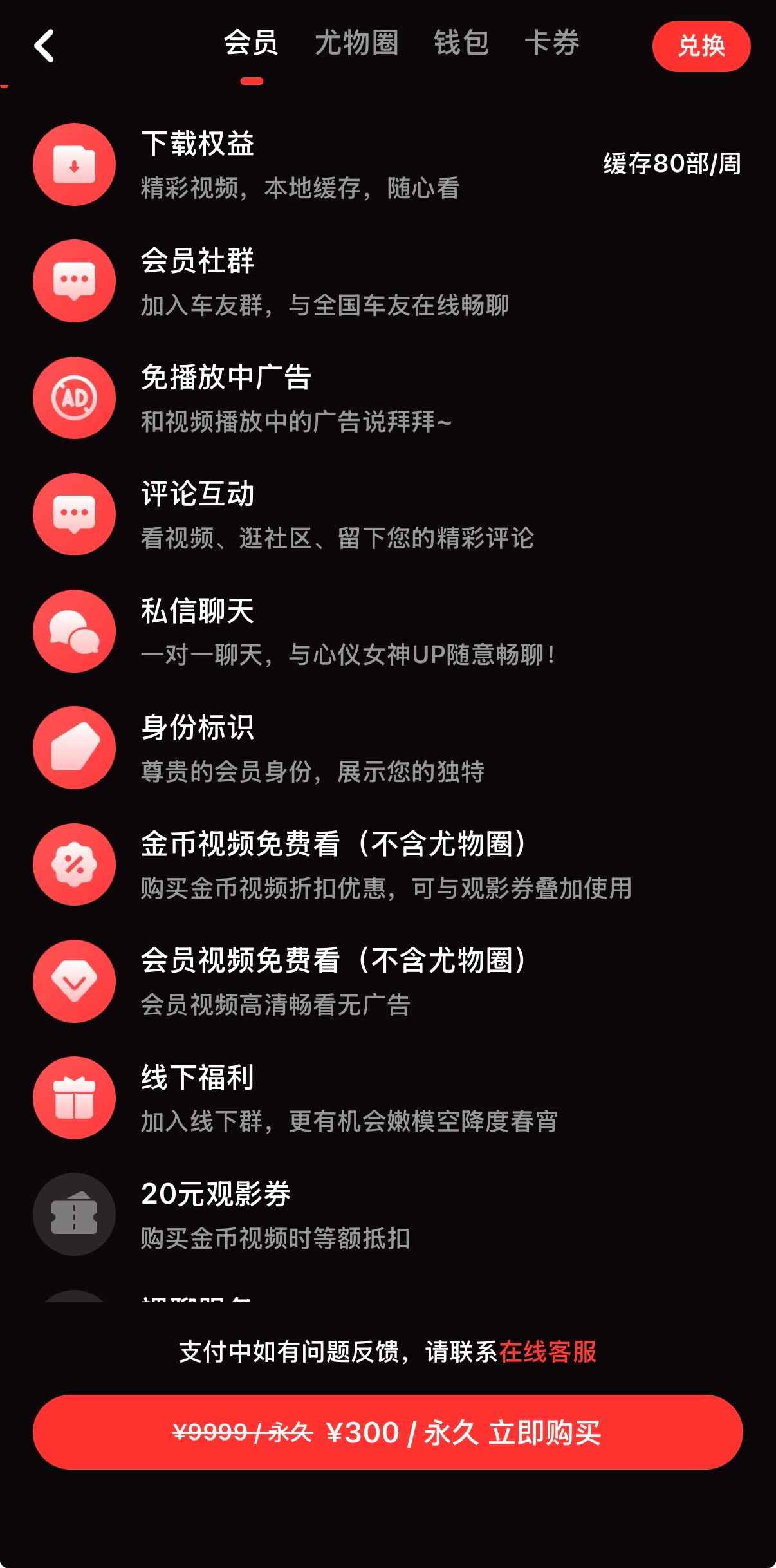糖心Vlog会员300元套餐权益界面